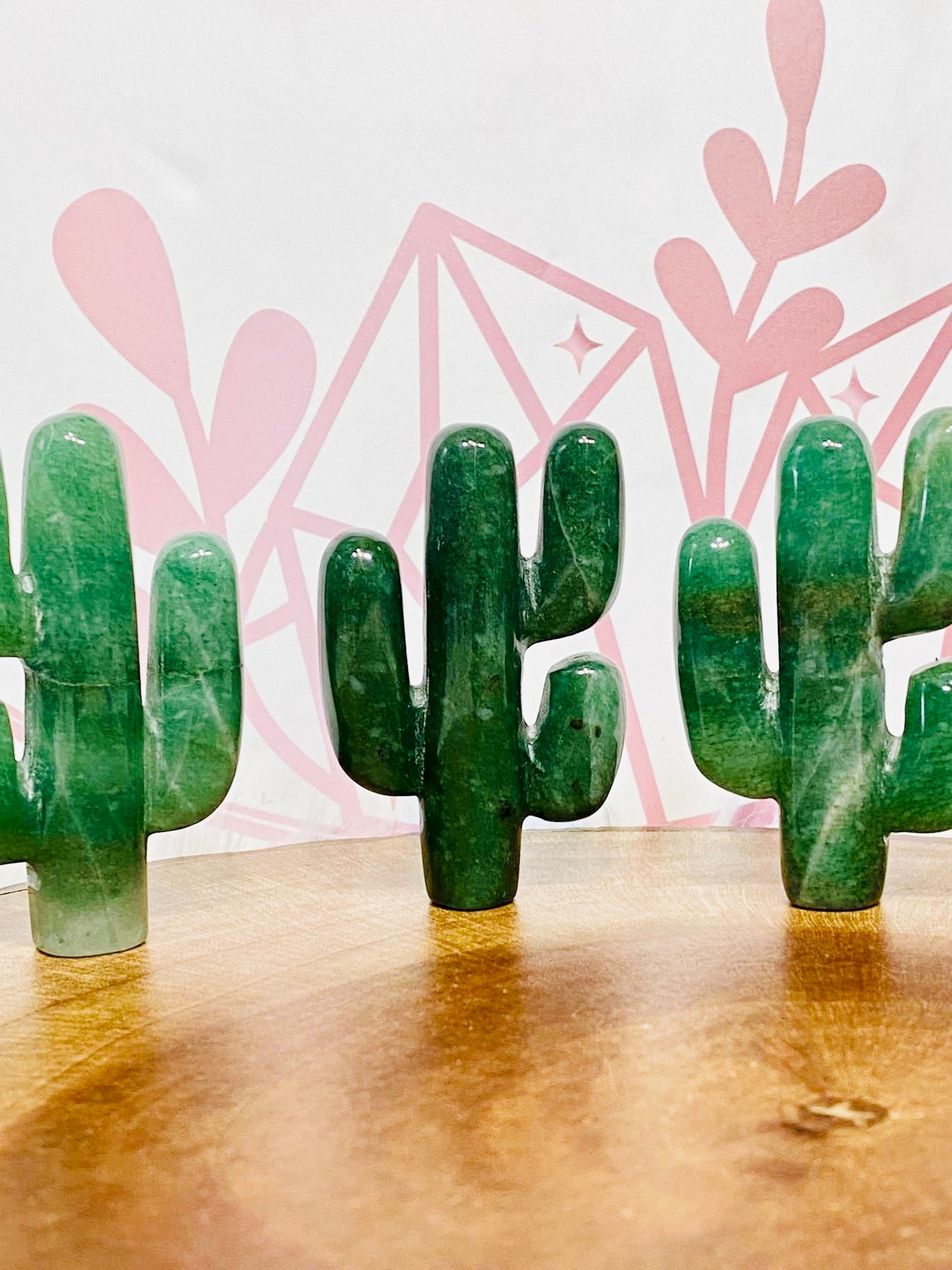 Green Aventurine Cactus Carvings