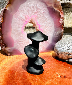 Obsidian Mushroom Cluster Carving