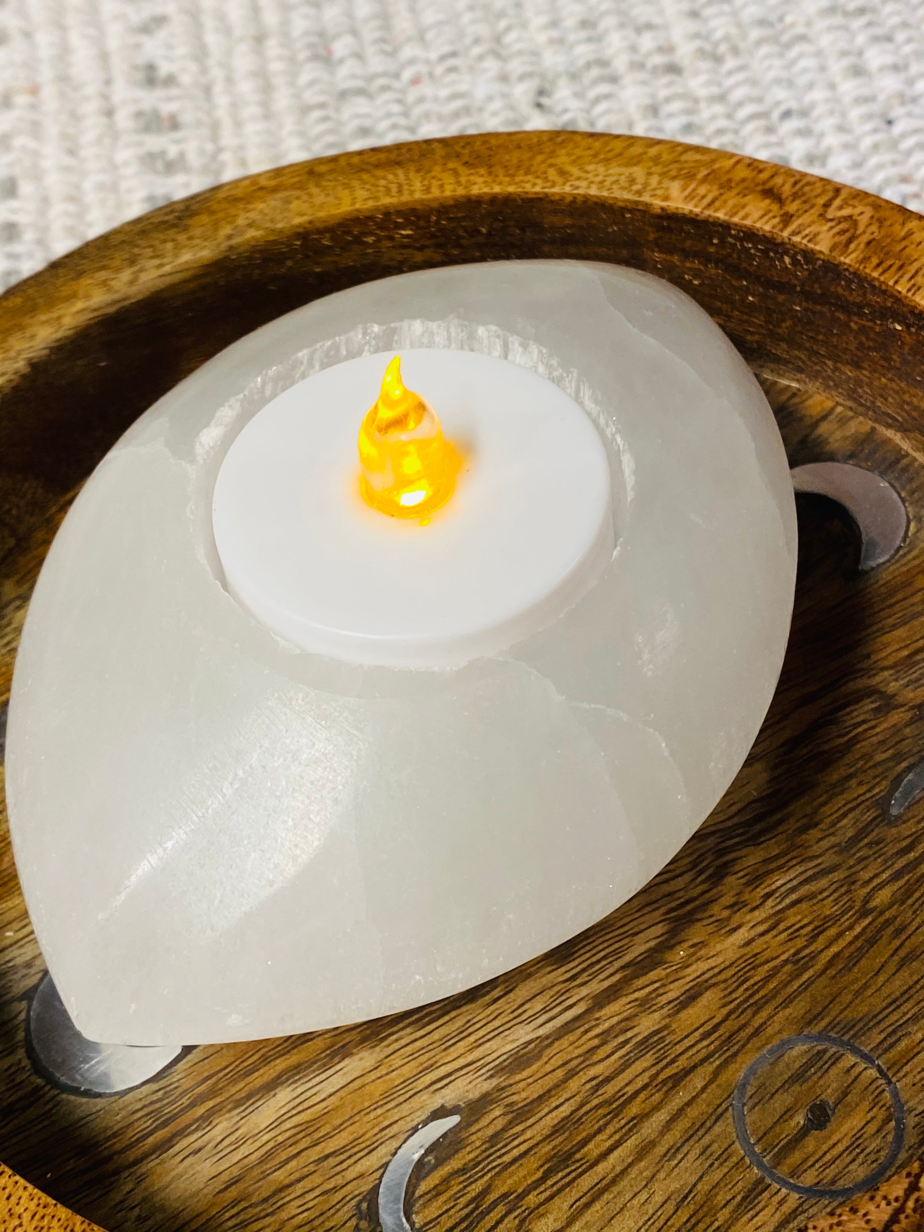 Selenite Tea Light Candle Holders SALE